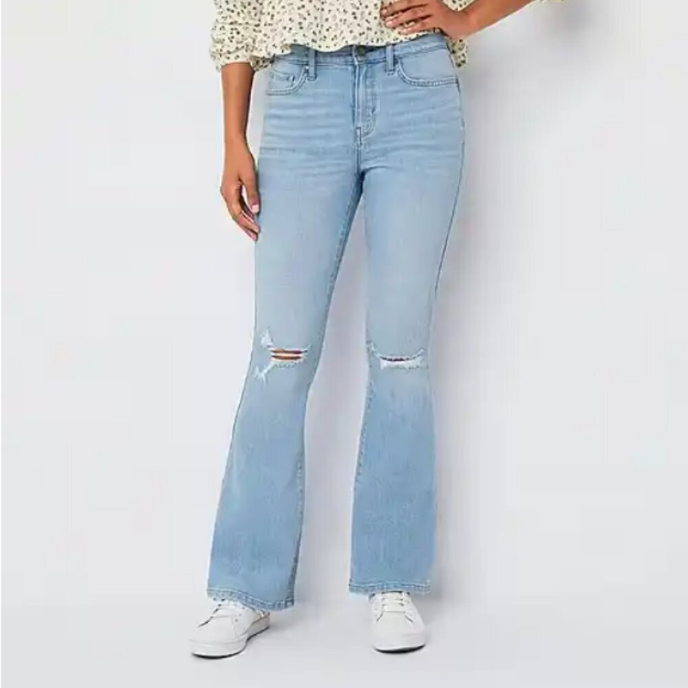 a.n.a Womens High Rise Flare Jean - Light Wash